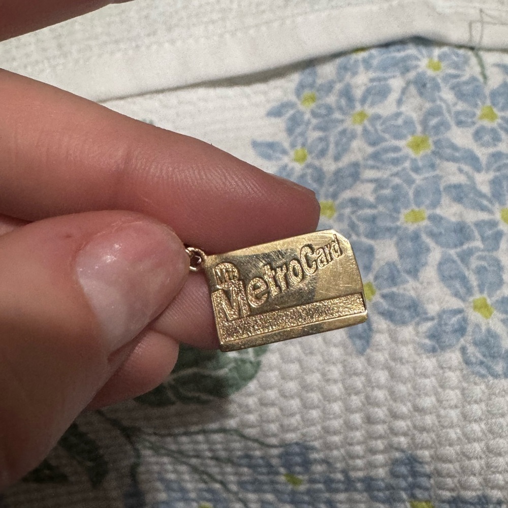 MetroCard Charm Pendant in Gold Tone
